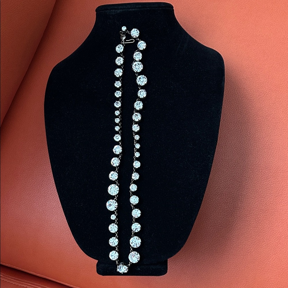 J. Crew Silver Necklace with Sparkling Gems